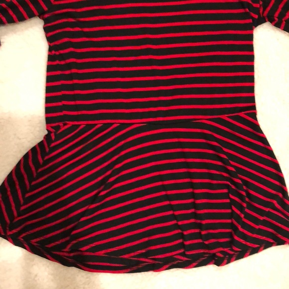 Nordstrom, Black and red stripped peplum top - Picture 3 of 4